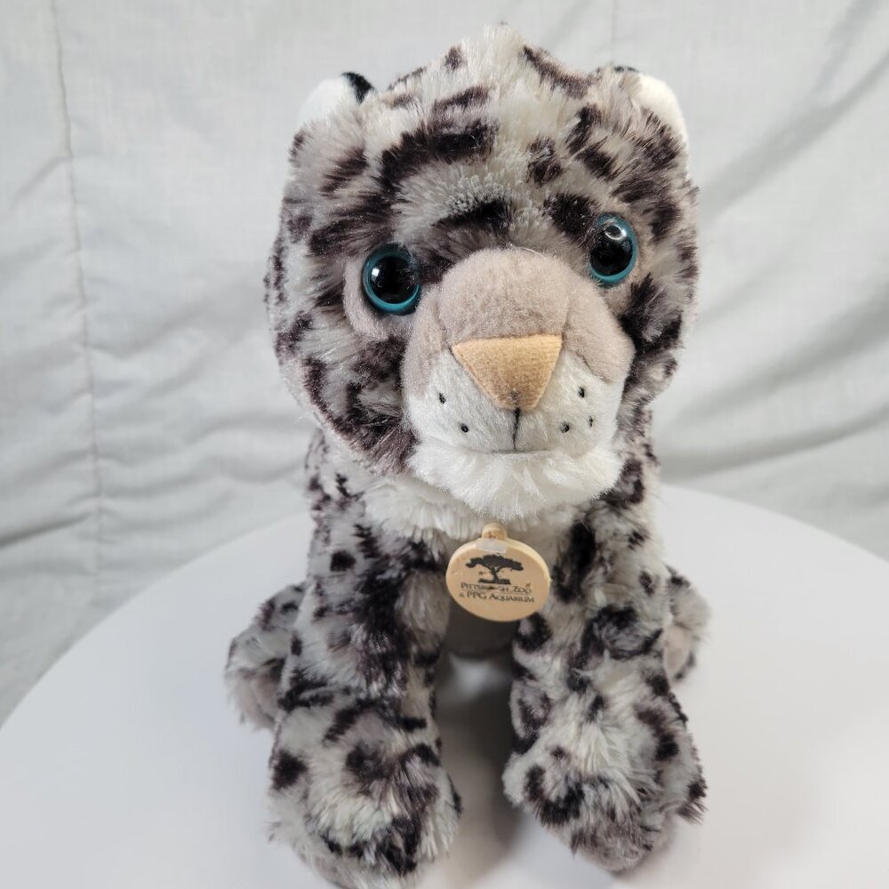 Wild Republic Pittsburgh Zoo Snow Leopard Plush Gray White 10"